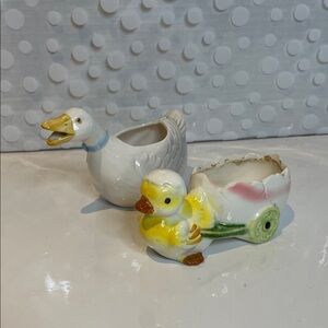 Vintage Easter Spring chick & duck planters